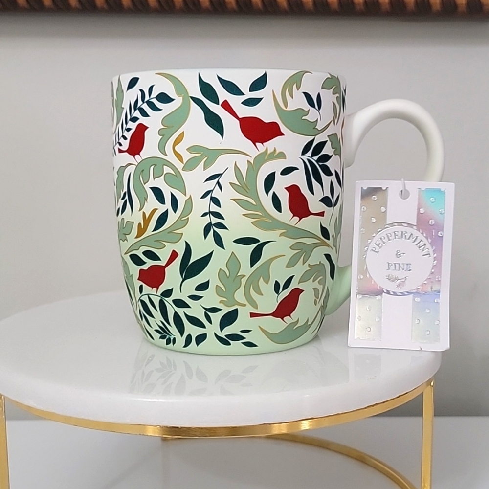 Peppermint & Pine Holiday Bird Mug, NWT